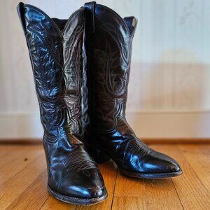 Tony Lama Black Cherry Western Boots Men’s 9 EE Snip-Toe Vintage